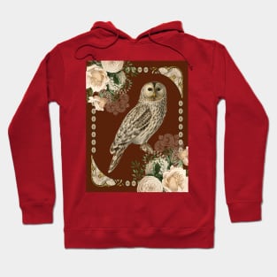 Barn Owl with Ivory Roses in Art Nouveau Influence Hoodie